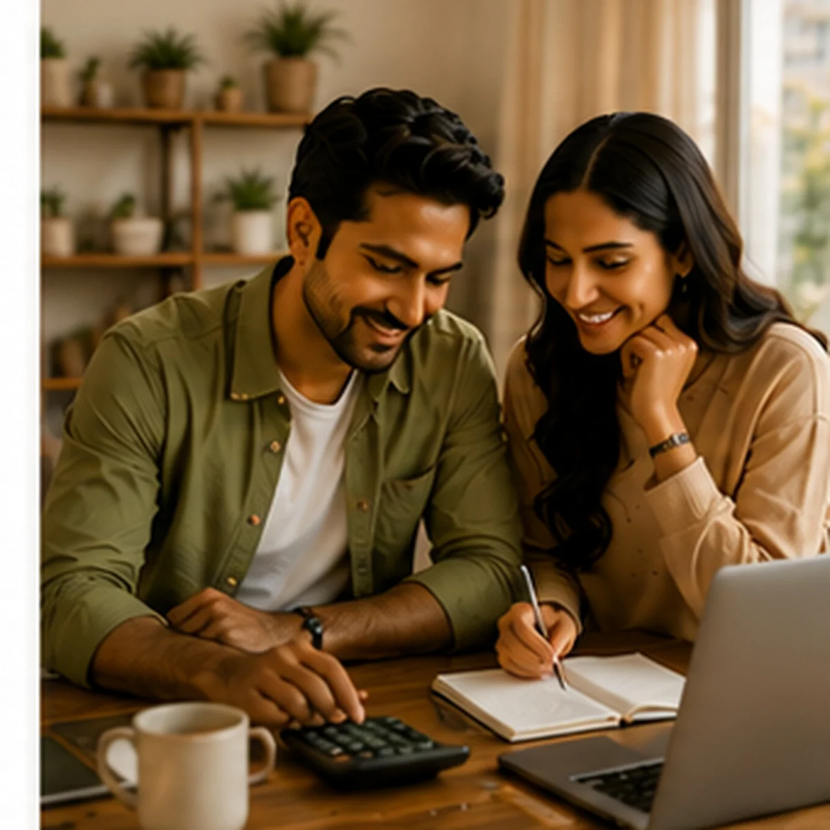 A couple reviewing home loan and EMI plans together, representing Sahi EMI